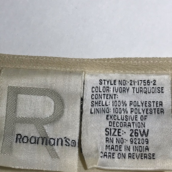 Roman's Ivory Flowy Copper & Turquoise Beaded Long Sleeve Blouse Size 26W - Picture 10 of 15